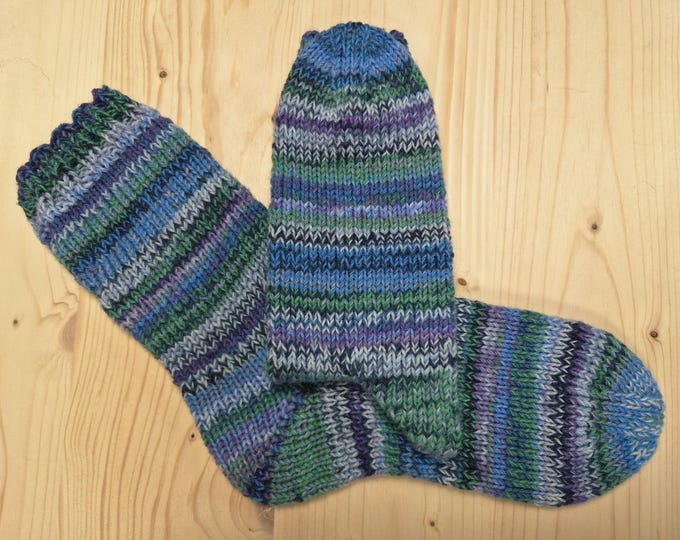8-ply socks, size 38/39, hand-knitted