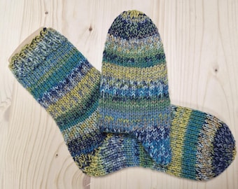 8-ply socks, size 34/35, hand-knitted