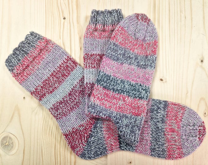 8-ply socks, size 38/39, hand-knitted