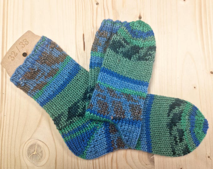 8-ply socks, size 32/33, hand-knitted