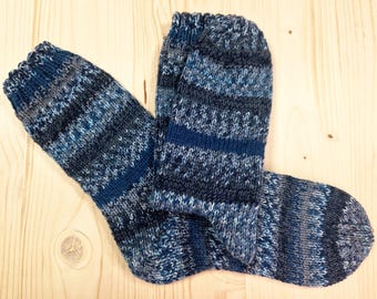 8-ply socks, size 42/43, hand-knitted
