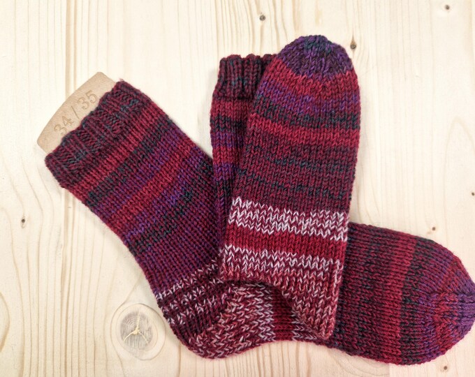 8-ply socks, size 34/35, hand-knitted