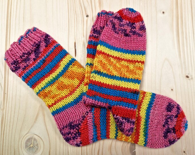 8-ply socks, size 34/35, hand-knitted