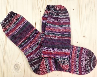 8-ply socks, size 42/43, hand-knitted