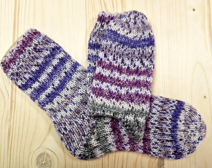 8-ply socks, size 32/33, hand-knitted