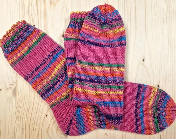 8-ply socks, size 42/43, hand-knitted