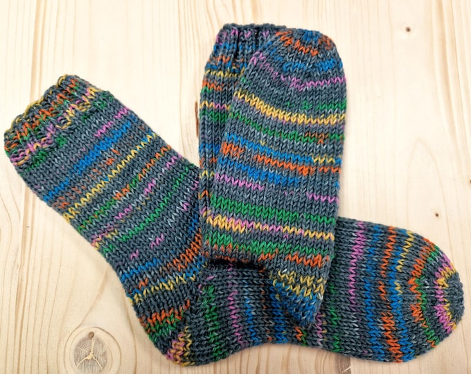 8-ply socks, size 34/35, hand-knitted