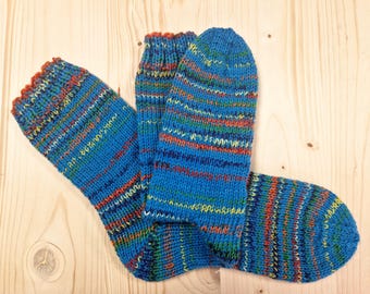 8-ply socks, size 38/39, hand-knitted
