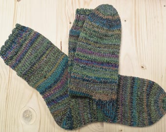 8-ply socks, size 44/45, hand-knitted