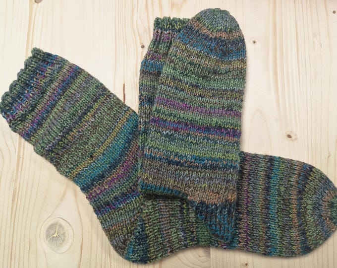 8-ply socks, size 44/45, hand-knitted