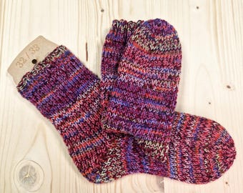 8-ply socks, size 32/33, hand-knitted