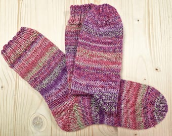 8-ply socks, size 40/41, hand-knitted