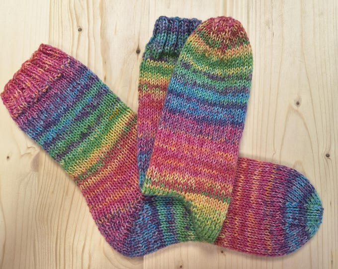 8-ply socks, size 38/39, hand-knitted