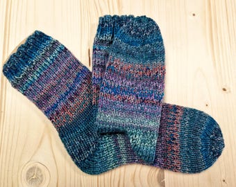 8-ply socks, size 34/35, hand-knitted