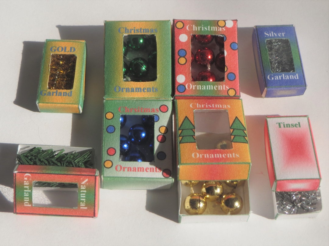 Mini ORNAMENT & GARLAND Box Kits 8pc in One Inch Scale Etsy