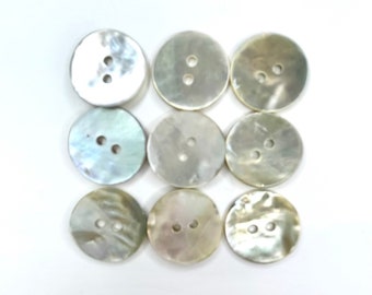 17MM - 9 Vintage Cream Mother of Pearl, Pearl Akoya Buttons for Knitting Sewing - 2Hole