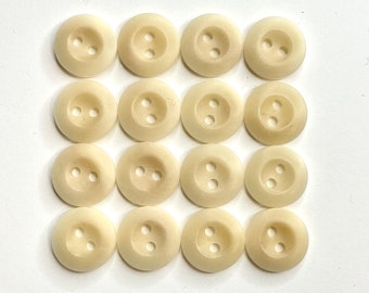16 Vintage Cream Buttons: 2-Hole Wide Rim, Knitting & Sewing