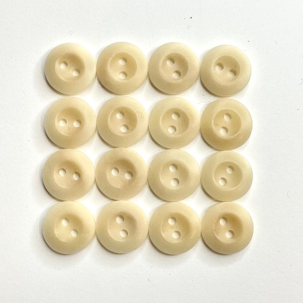 12MM / 18MM - 16 Vintage Cream Buttons, 2Hole Buttons with Wide Rim for Knitting Sewing - Buttons for a Top Dress Pants Skirt Shirt Sweater