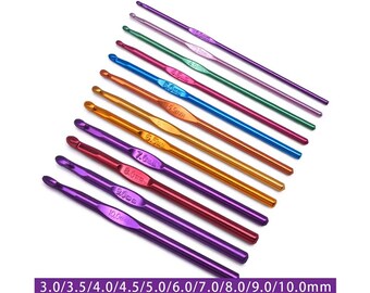 12 metalen haaknaaldenset 3-10 mm: aluminium doe-het-zelf-breinaalden