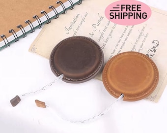 Vintage Style Leather Measuring Tape: Retractable Double Scale Ruler