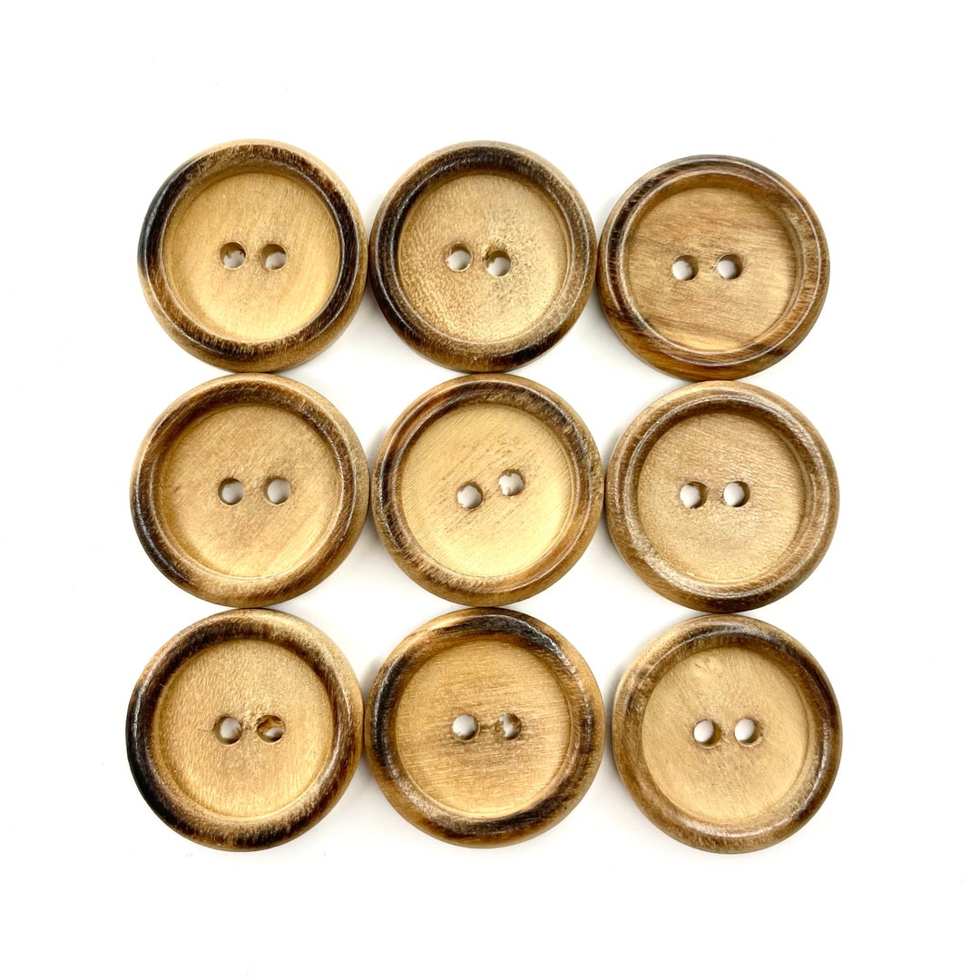Wide Rim Natural Button 20MM Light Wood Buttons With Rim: Sewing & Knitting, Set of 9 - Etsy
