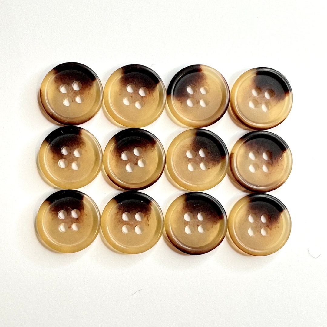 16MM - 12 Vintage Brown Caramel Buttons for Knitting Sewing - 4hole ...