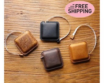 Vintage Style Leather Measuring Tape: Retractable Double Scale Ruler