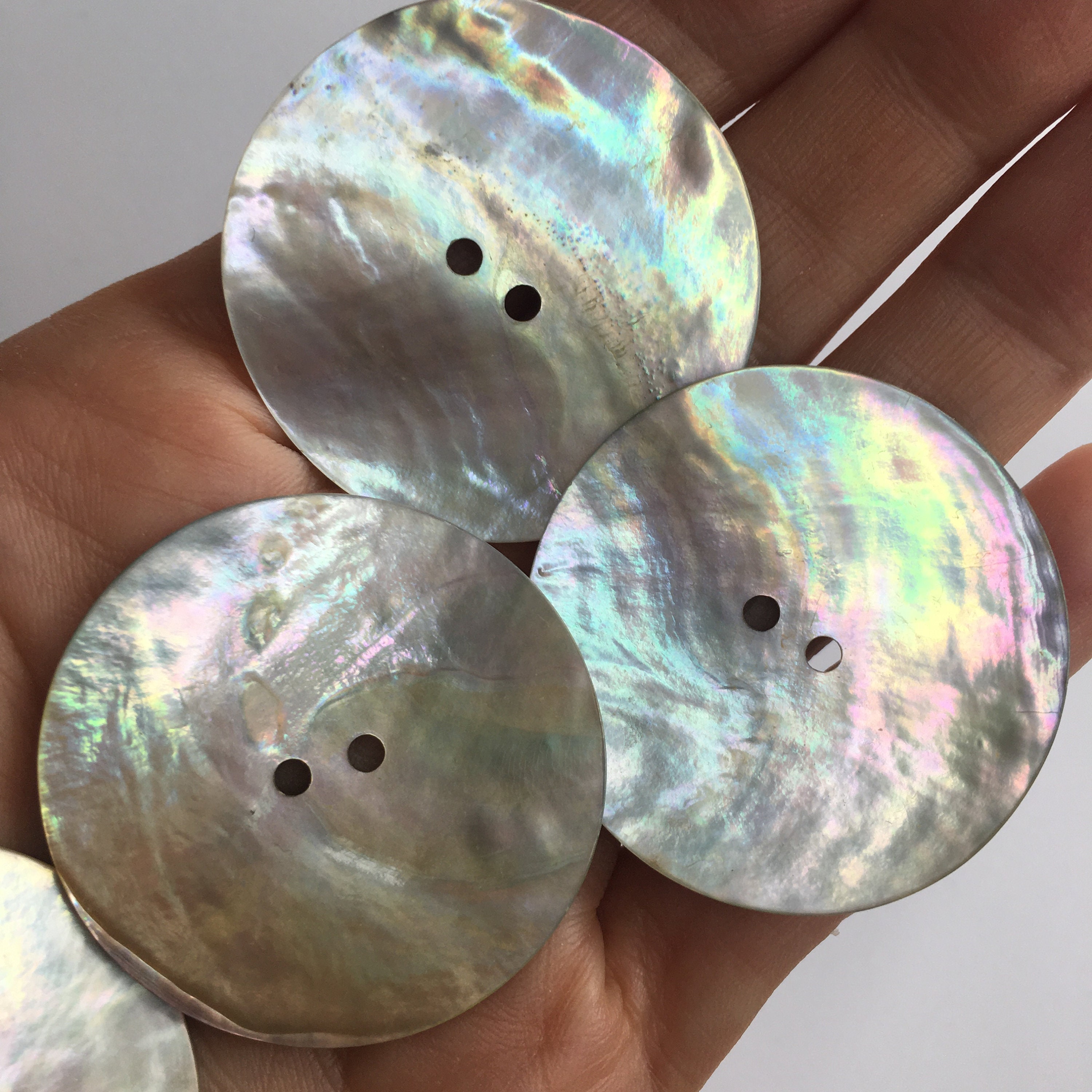 36MM - 4 Super Big Real Agoya Buttons for Sewing and Knitting - 2hole ...