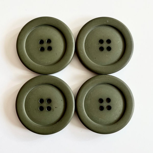 40MM - 4 Vintage Olive Buttons for Knitting Sewing - 4Hole Buttons with Rim, Buttons for a Coat Jacket Blazer Suit Skirt Pants