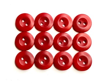 8 SHINY WINE RED VINTAGE CASEIN PLASTIC RIDGED DECO Buttons NOS SEW CRAFTS 14mm