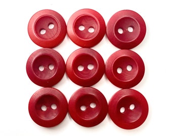 Botones de costura rojos vintage, 15 mm, 2 agujeros, con borde, para blusas, camisas y proyectos de manualidades, juego de 9