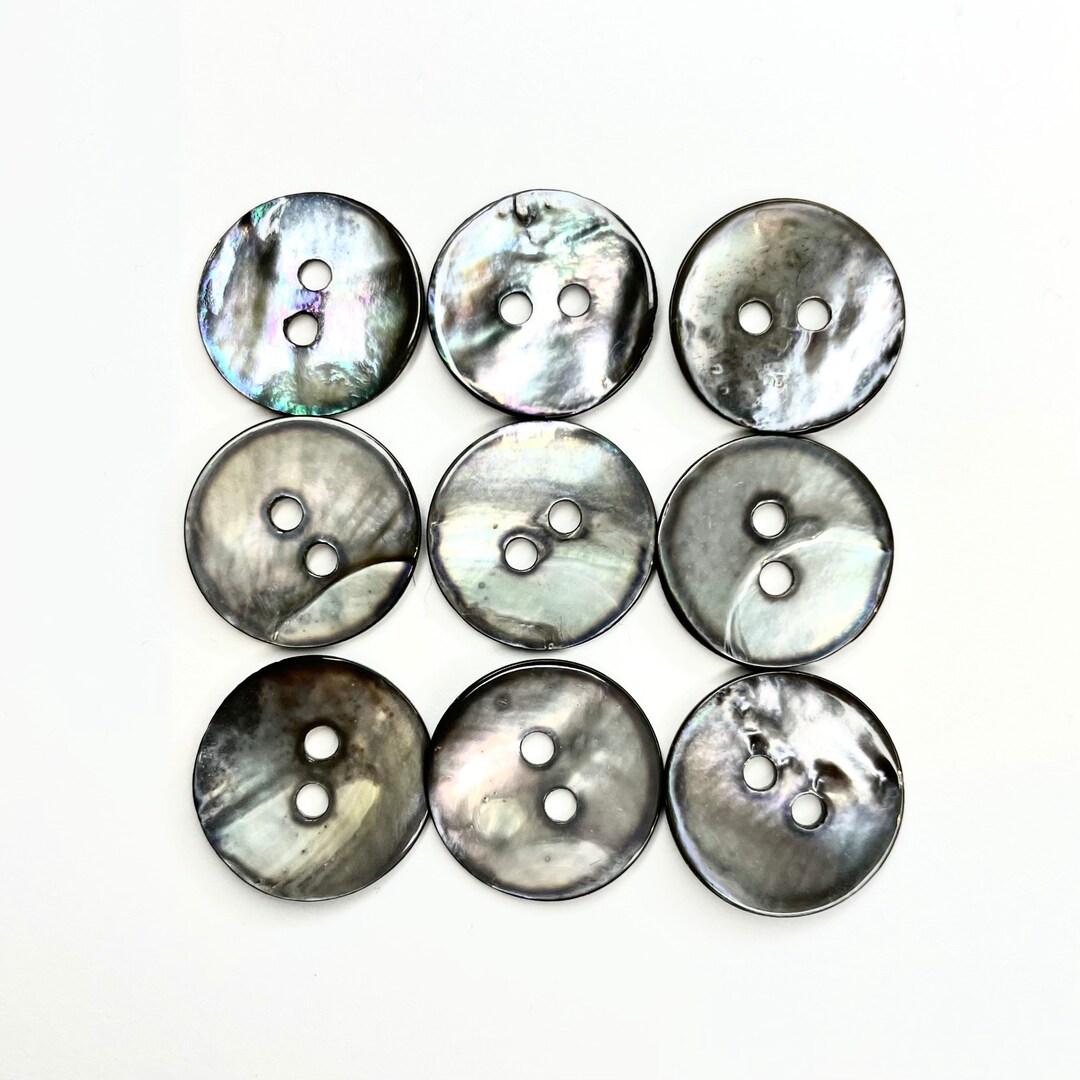 15MM - 9 Vintage Grey Mother of Pearl, Pearl Akoya Buttons for Knitting ...