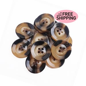 10 Horn-Like Buttons: 4-Hole Rimmed Buttons 25MM