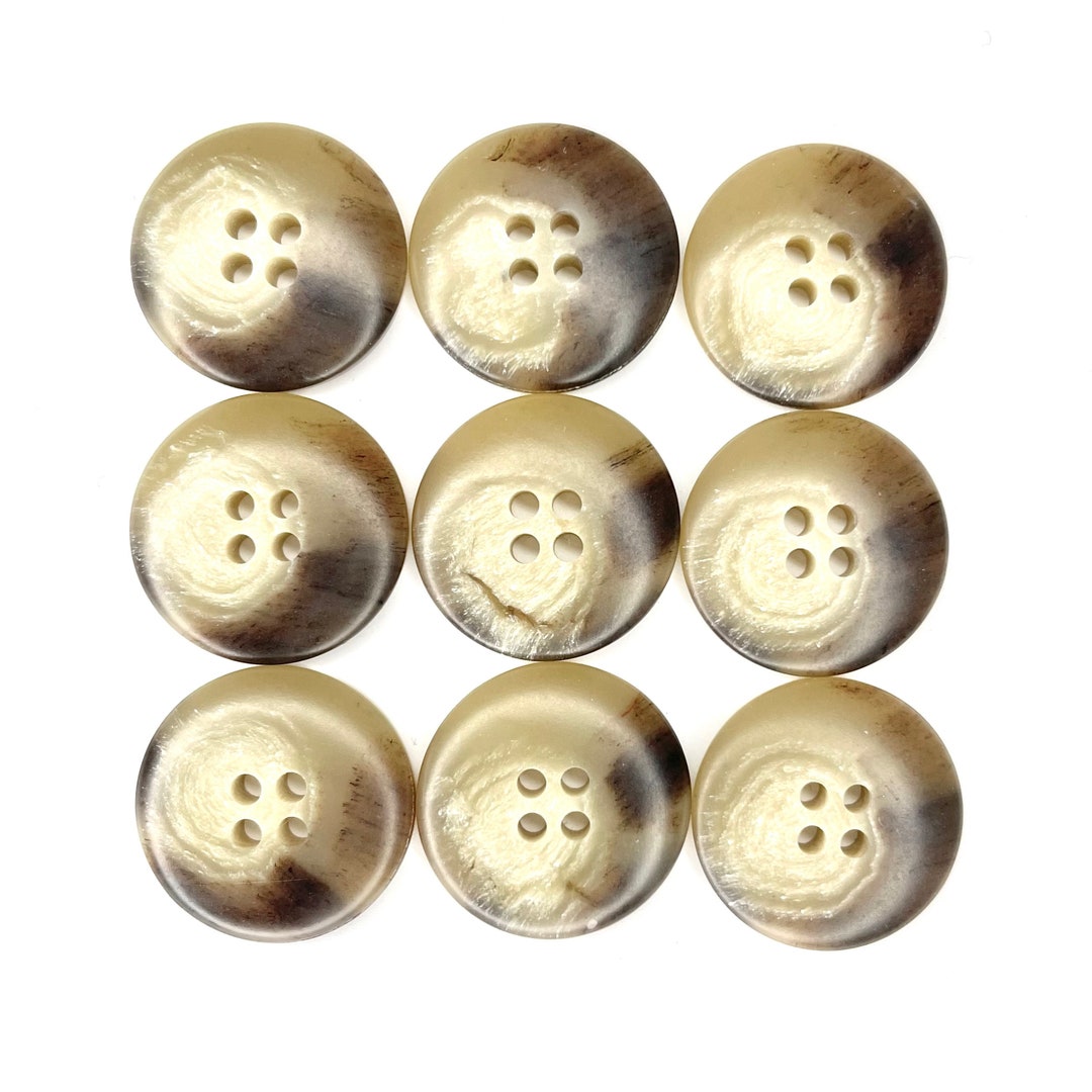 22MM 9 Vintage Olive Beige Brown Horn Buttons for Knitting Sewing 4hole ...