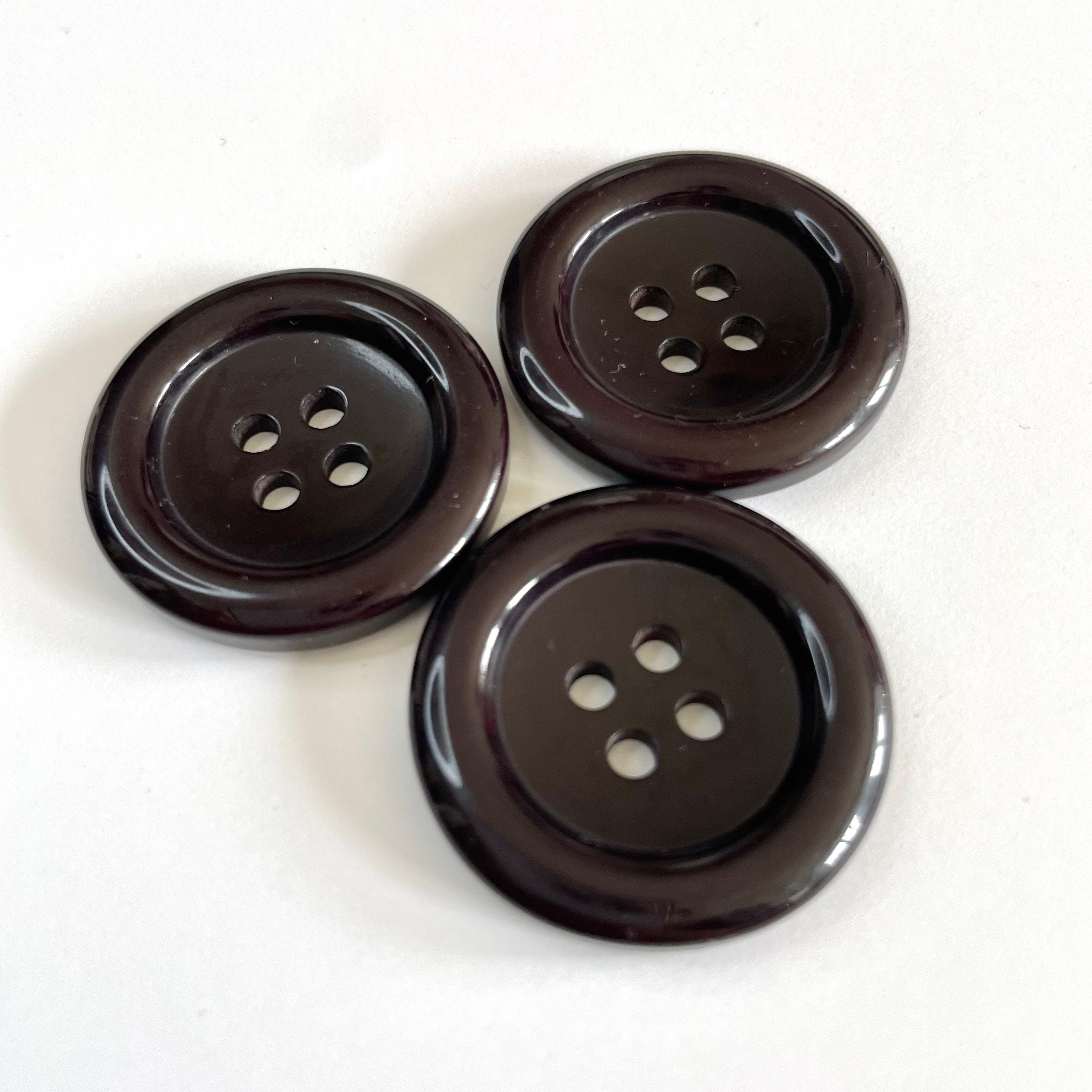 Wide Rim Natural Button 31MM 3 Vintage Big Brown Buttons 4hole Buttons With Wide Rim - Etsy