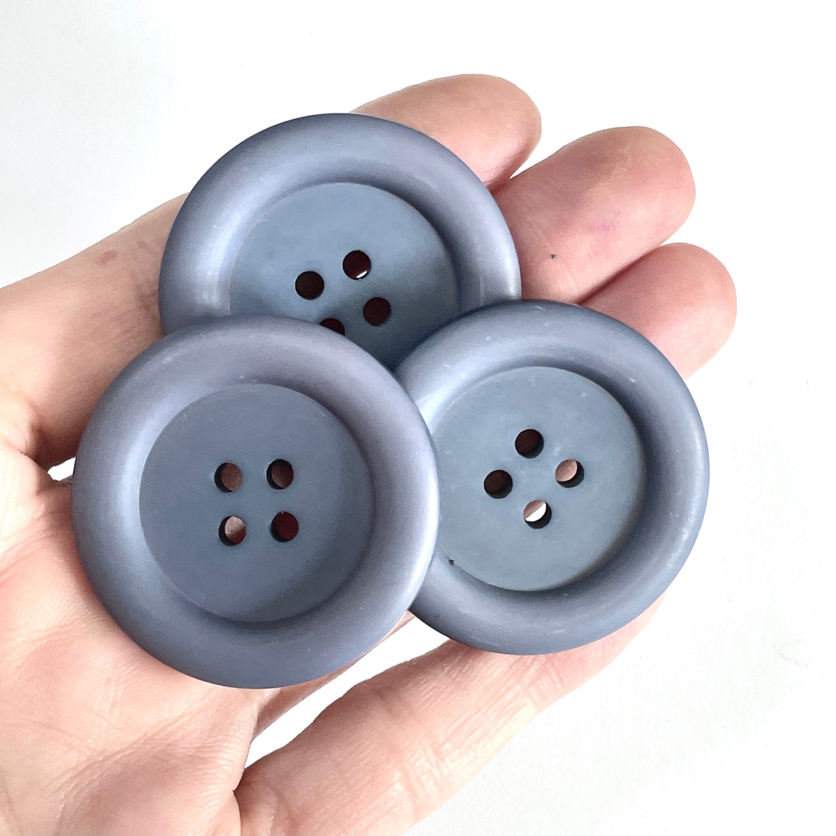 39MM 3 Vintage Dusty Blue Buttons for Knitting Sewing 4hole Buttons ...