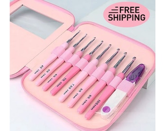 Ergonomic Crochet Hook Set (2.5-6mm): Soft Grip Aluminum Knitting Needles