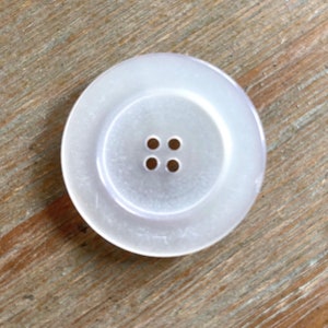 Vintage White Button: 36mm Plastic 4-Hole Button with Rim
