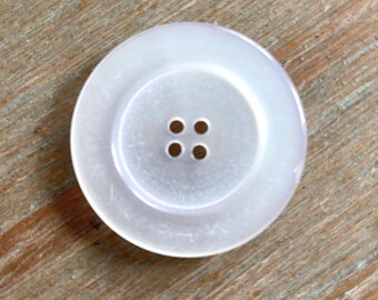 Vintage White Button: 36mm Plastic 4-Hole Button with Rim