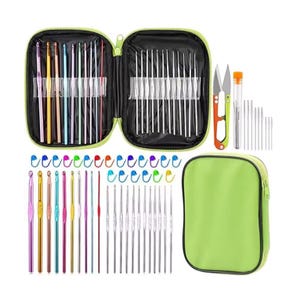 54 Pcs Crochet Hook Set with Case – Crochet Needles 2.5–6mm for DIY Knitting & Crochet Projects – Great Gift for Beginners, Family Craft Day