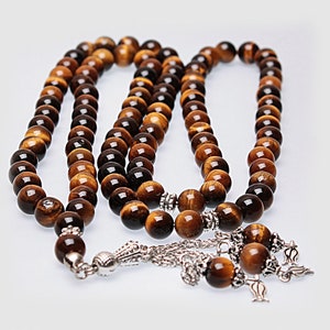 ECHTE Tigerauge, Islamische Gebet 99 Perlen, Tasbih, Tesbih, Misbaha, Tasbeeh, Sibha, Rosenkranz, Tasbih 99, Tasbih Personalisiert 8mm, Rosenkranz