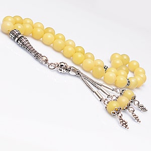 REAL Peridot Islamic Prayer 33 Beads, Tasbih, Tesbih, Misbaha, Tasbeeh, Sibha, Rosary, Tasbih 33, Tasbih Personalized 8mm, Silver Rosary