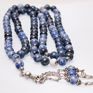 REAL Sodalite , Islamic Prayer 99 Beads, Tasbih, Tesbih, Misbaha, Tasbeeh, Sibha, Rosary, Tasbih 99, Tasbih Personalized 8mm, Rosary