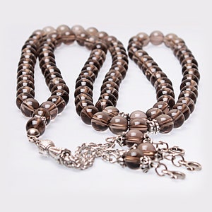 REAL Smoky Quartz , Islamic Prayer 99 Beads, Tasbih, Tesbih, Misbaha, Tasbeeh, Sibha, Rosary, Tasbih 99, Tasbih Personalized 8mm, Rosary