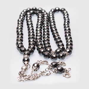 REAL Hematite , Islamic Prayer 99 Beads, Tasbih, Tesbih, Misbaha, Tasbeeh, Sibha, Rosary, Tasbih 99, Tasbih Personalized 8mm, Rosary
