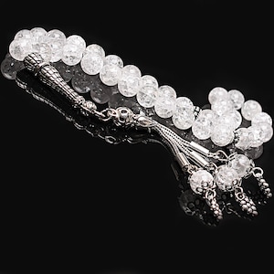 REAL Najaf Islamic Prayer 33 Beads, Tasbih, Tesbih, Misbaha, Tasbeeh, Sibha, Rosary, Tasbih 33, Tasbih Personalized 8mm, Silver Rosary
