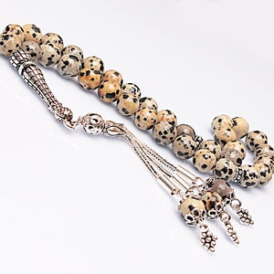 REAL Jasper , Islamic Prayer 33 Beads, Tasbih, Tesbih, Misbaha, Tasbeeh, Sibha, Rosary, Tasbih 33, Tasbih Personalized 8mm, Silver Rosary