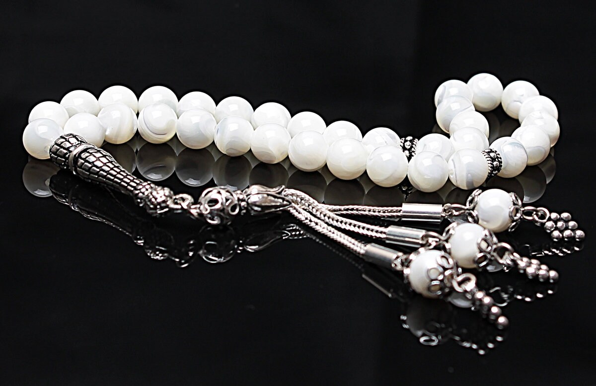 REAL Nacre Islamic Prayer 33 Beads, Tasbih, Tesbih, Misbaha, Tasbeeh ...