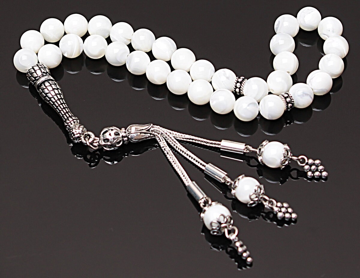 REAL Nacre Islamic Prayer 33 Beads, Tasbih, Tesbih, Misbaha, Tasbeeh ...