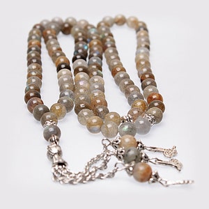 REAL Labradorite , Islamic Prayer 99 Beads, Tasbih, Tesbih, Misbaha, Tasbeeh, Sibha, Rosary, Tasbih 99, Tasbih Personalized 8mm, Rosary